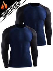 2 Pcs Men's Block Comfy Quick-drying Compression T-shirts for Fitness