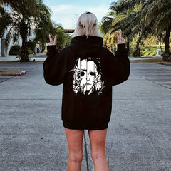 Cartoon Print Zip Up Hoodie Drawstring Casual Hooded Sweatshirt Women's Clothing