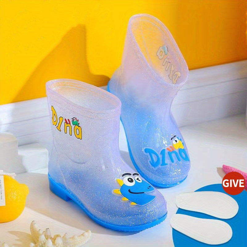 Kids Cartoon Dinosaur Rain Boots - Waterproof Anti Skid Shoes