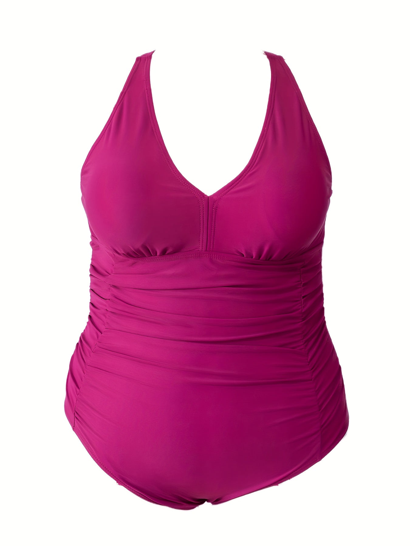 Solid V Neck One Piece Bathing Suit