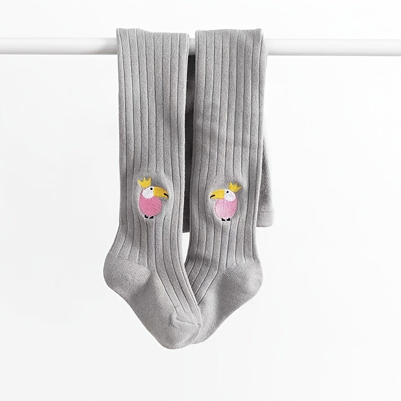Girls Parrot Embroidery Pantyhose Soft Tights Leggings Pants Stockings