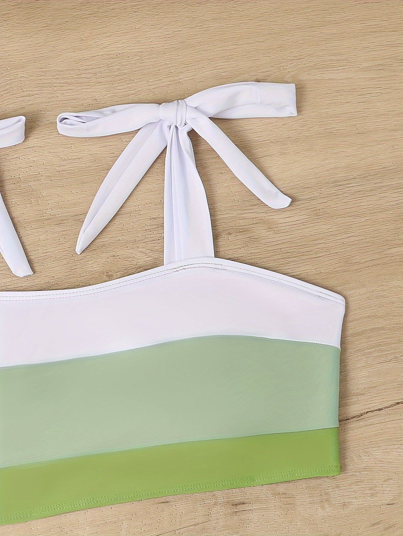 Colorblock Tie Shoulder Bikini Set