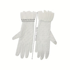 Polka Dotted Bridal Gloves Short Gloves With Lace