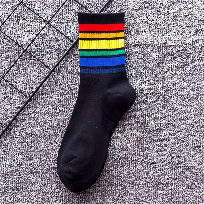 6 Pairs Kids Rainbow Crew Socks for Autumn/Winter