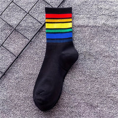 6 Pairs Kids Rainbow Crew Socks for Autumn/Winter