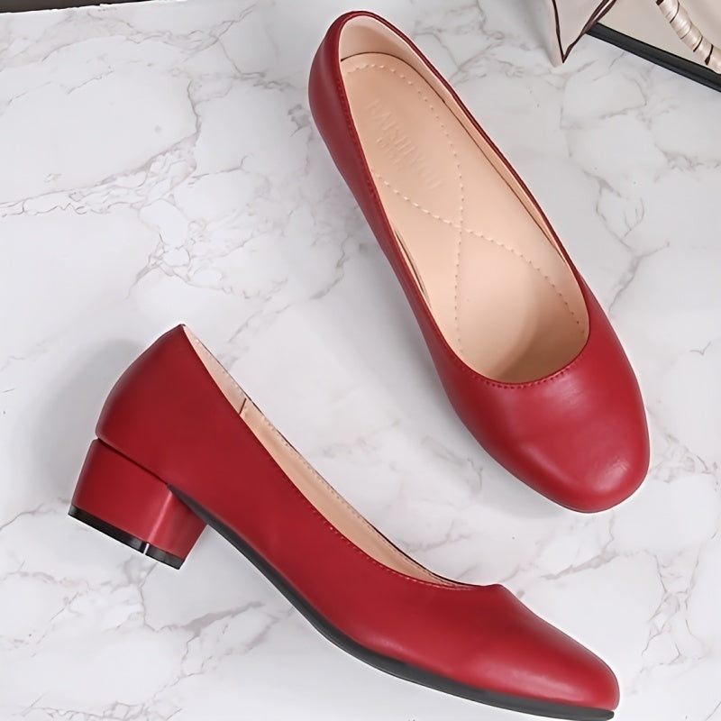 Chunky Heel Court Shoes for Women - Non Slip Mid Heel Footwear