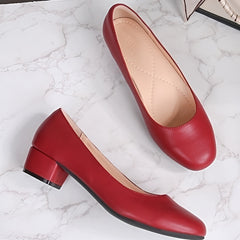 Chunky Heel Court Shoes for Women - Non Slip Mid Heel Footwear