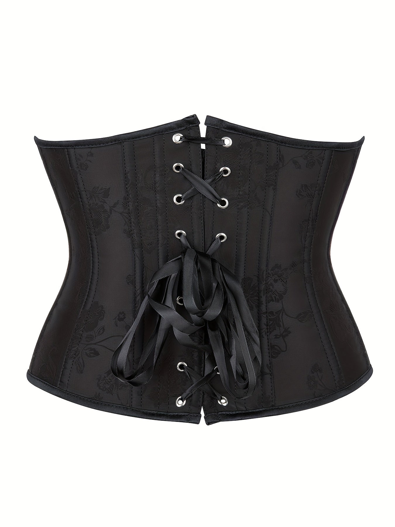 Jacquard Strapless Corset Bustier Tummy Control Lace Up Slimmer Body Shaper
