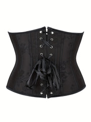 Jacquard Strapless Corset Bustier Tummy Control Lace Up Slimmer Body Shaper