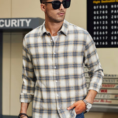 Men's Plaid Button Down Shirts for Autumn Winter