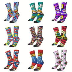1pair Men's Retro Unisex Mid Calf Sock Halloween Gift