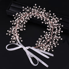 Faux Pearl Hair Band Hair Ornaments Rose Golden Wedding Headwear