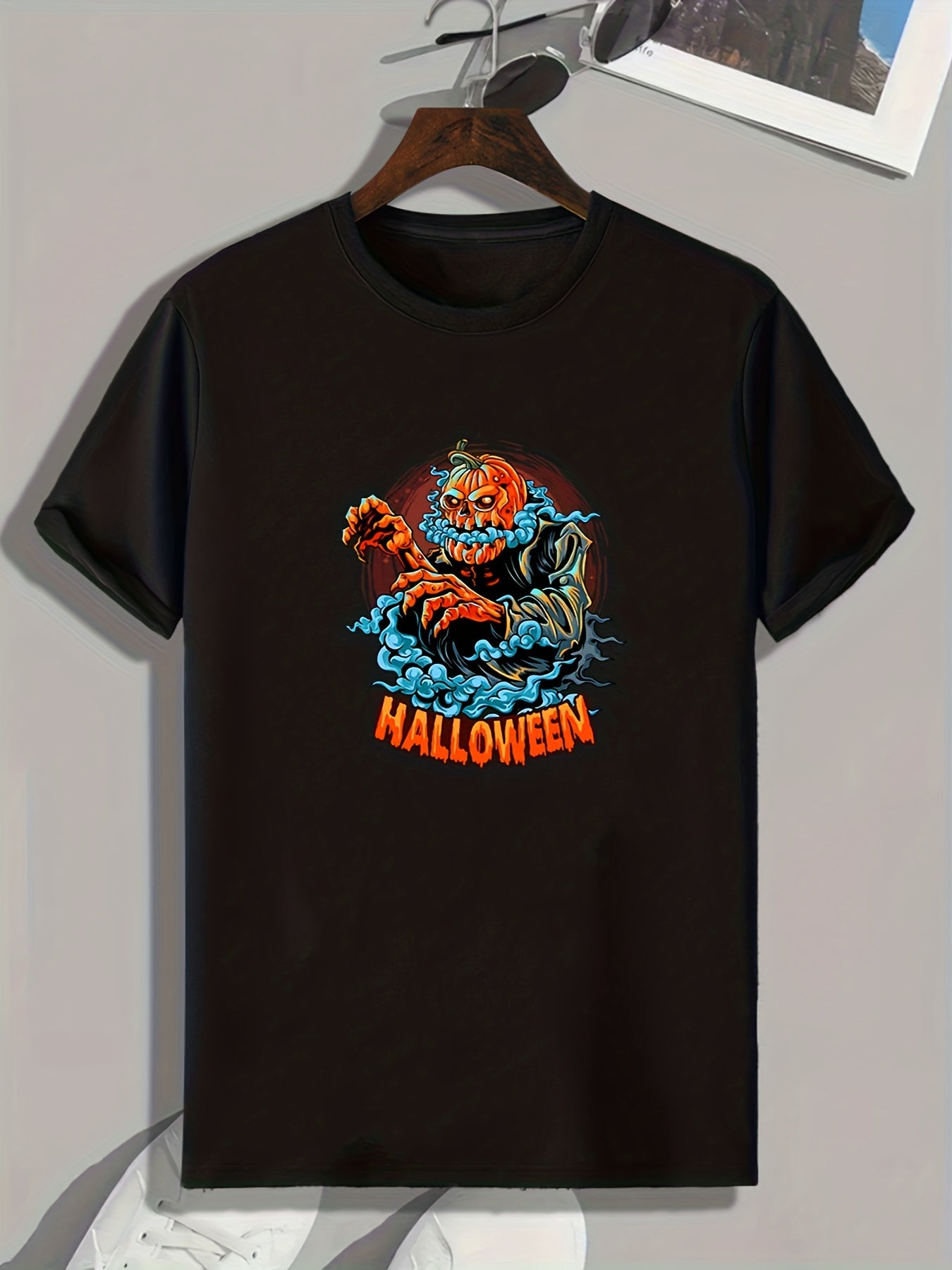 Halloween Pumpkin Devil Pattern T shirt For Men Short Sleeve Top