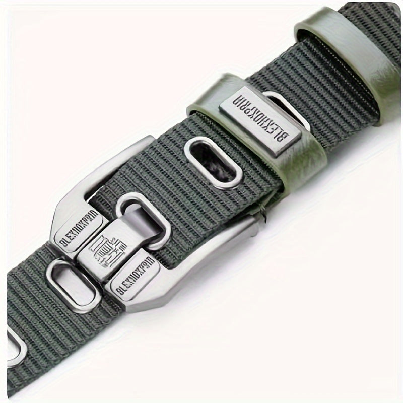 Men's Flat Hole Alloy Pin Buckle Nylon Belt