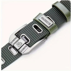 Men's Flat Hole Alloy Pin Buckle Nylon Belt