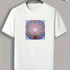 Geometric Circle Print Men's Comfy T-shirt for Summer