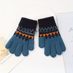 Warm Knitted Gloves for Kids, Full Finger Gloves, Ages 4-9