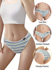 7pcs Striped Pantie Colorblock Stretchy Intimates Panties Women's Lingerie