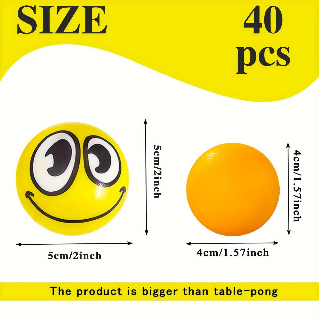40pcs Mini 2 Inch Stress Relief Balls Foam Squeeze Toys - Funny Expressions