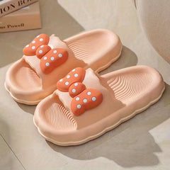 Women's Polka Dot Bow Slides Soft PVC Home Cloud Shoes