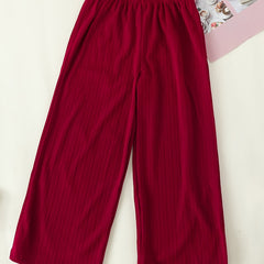 Girls Loose Trousers Elastic Waist Wide Leg Pants Kids Clothes