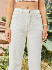High Waist Ripped Detail Straight Jeans