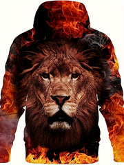 Lion 3D Print Hoodie Graphic Hooded Pullover Men's Clothing