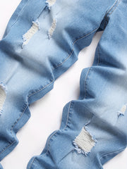 Slim Fit Cat Catch Jeans Casual Distressed Denim Pants