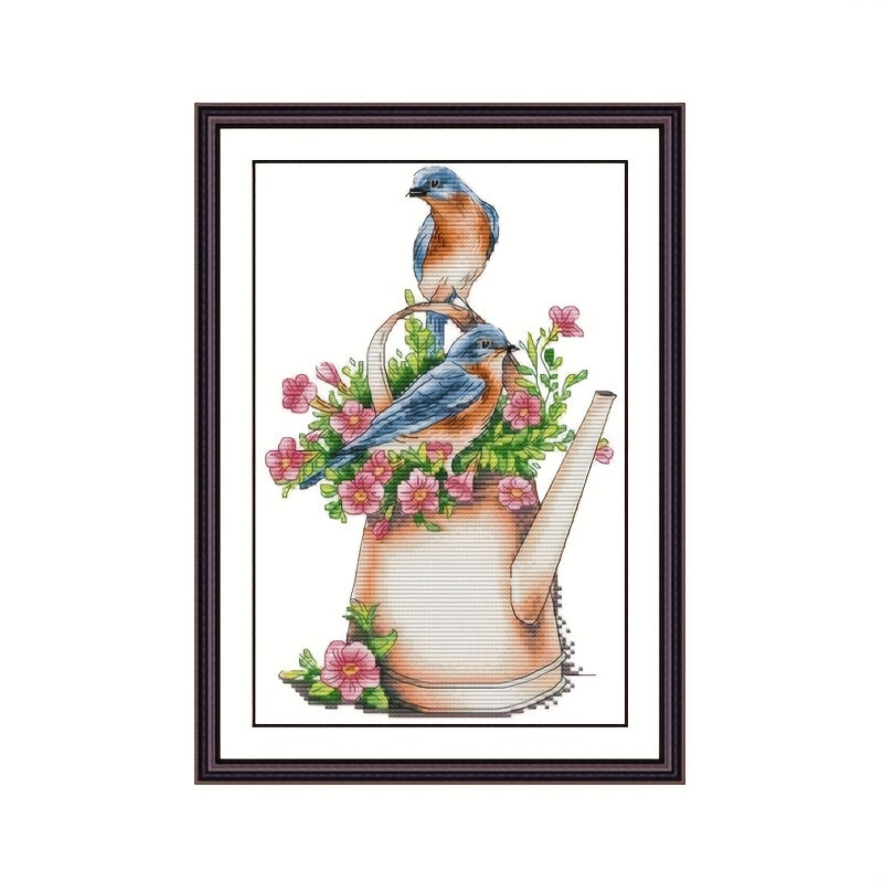 Bird and Flower Cross Stitch Kit - Cotton Embroidery Material