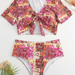 Paisley Print Tankini Set with Knot Front