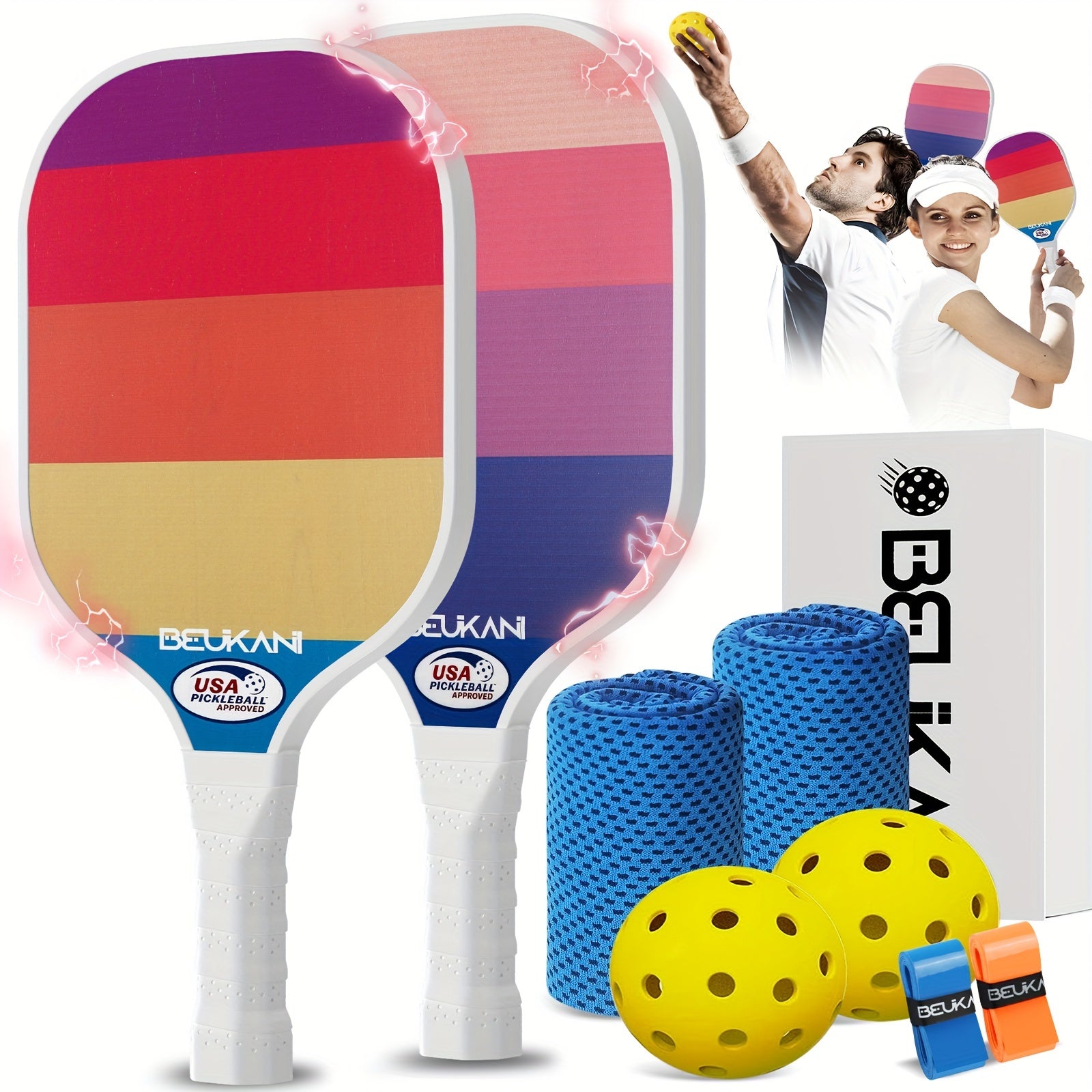 USAPA Approved Pickleball Paddles Set Of 2 with Accessories
