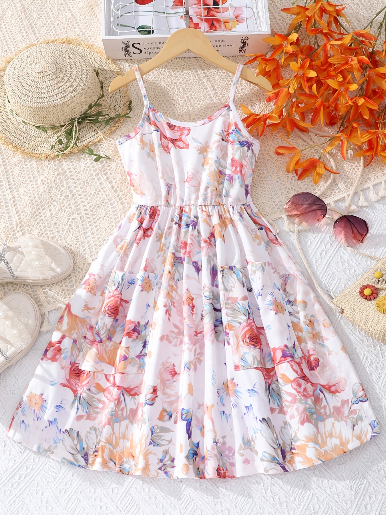 Boho Floral Sleeveless A Line Cami Dress For Summer