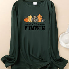 Pumpkin & Letter Print Long Sleeve Pajama Top