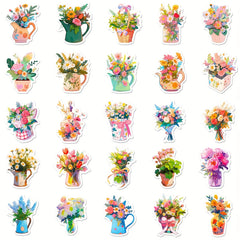 50pcs Flower Stickers Waterproof for DIY Water Bottles Laptops Phones