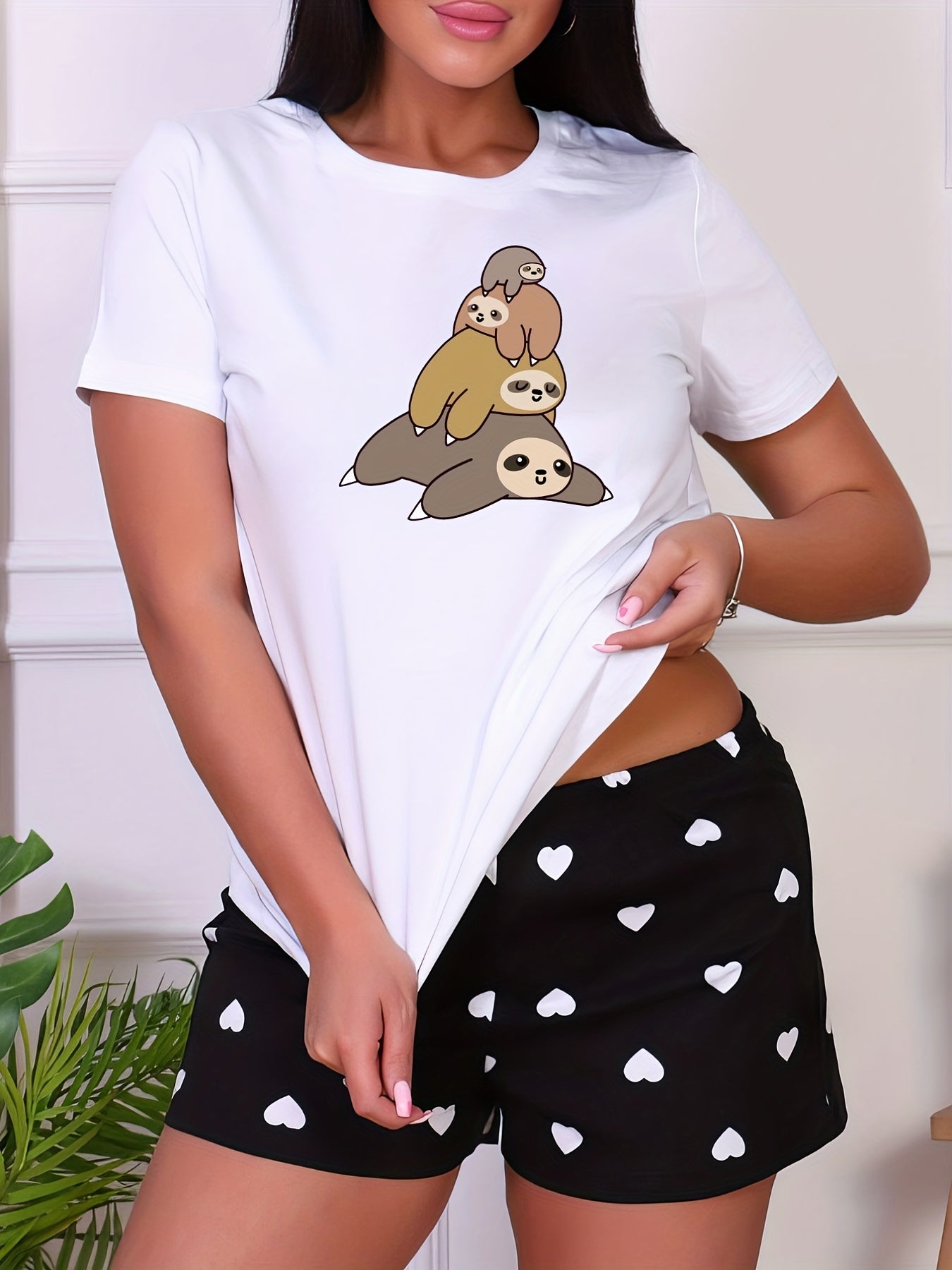Cartoon Animal Short Sleeve Sleep Top