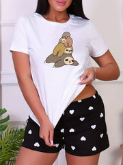 Cartoon Animal Short Sleeve Sleep Top