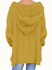 Casual Sweater Women's Solid Hooded Knitted Pullover Jumper