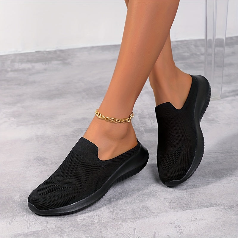 Women's Casual Weaving Slip-on Mules Sneakers