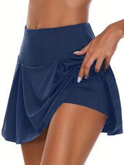 Solid High Waist Sports Skorts Women's Activewear