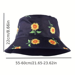 Cartoon Print Fisherman Hat Sunflower Sunshade Hat