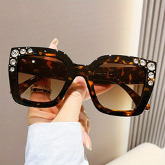 Y2K Square Jelly Sunglasses Rhinestone Decor Glasses UV400