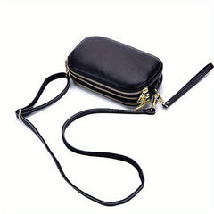 Three Zipper Square Shoulder Bag Classic Solid Crossbody Bag