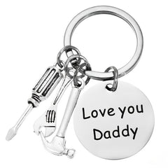 Stainless Steel Dad's Tool Keychain Screwdriver Hammer Wrench Gift