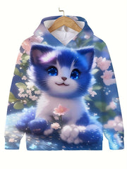 Chubby Kitty Long Sleeve Hoodie for Girls
