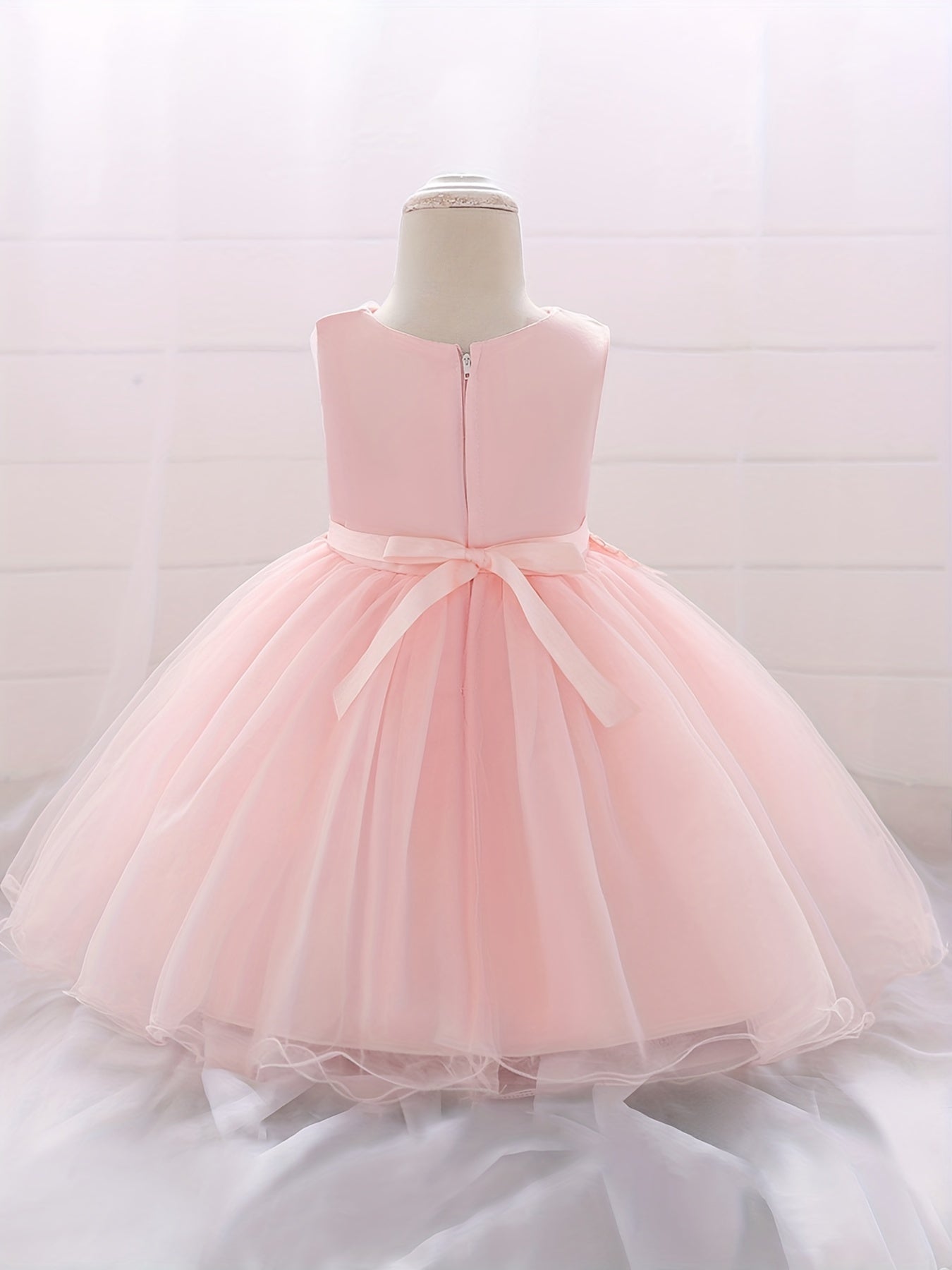 Baby Princess Birthday Dress with Flower Decor