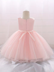 Baby Princess Birthday Dress with Flower Decor