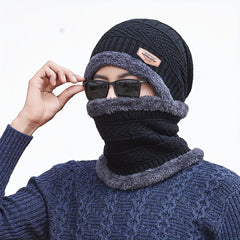 Velvet Winter Beanie Hat & Scarf Set for Men & Women