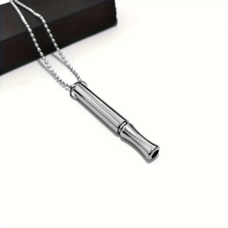 Titanium Steel Stress Relief Whistle Pendant Necklace