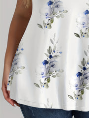 Floral Print V Neck Tank Top