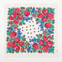 Boho Flower Print Bandana Square Scarf